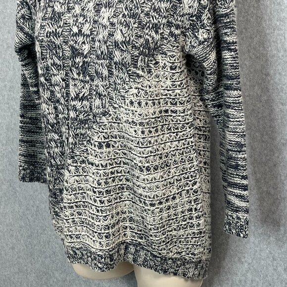 Lucky Brand Pullover Wool Blend Cable Knit Sweater XS Blue Gray Roll Neck - Picture 4 of 14
